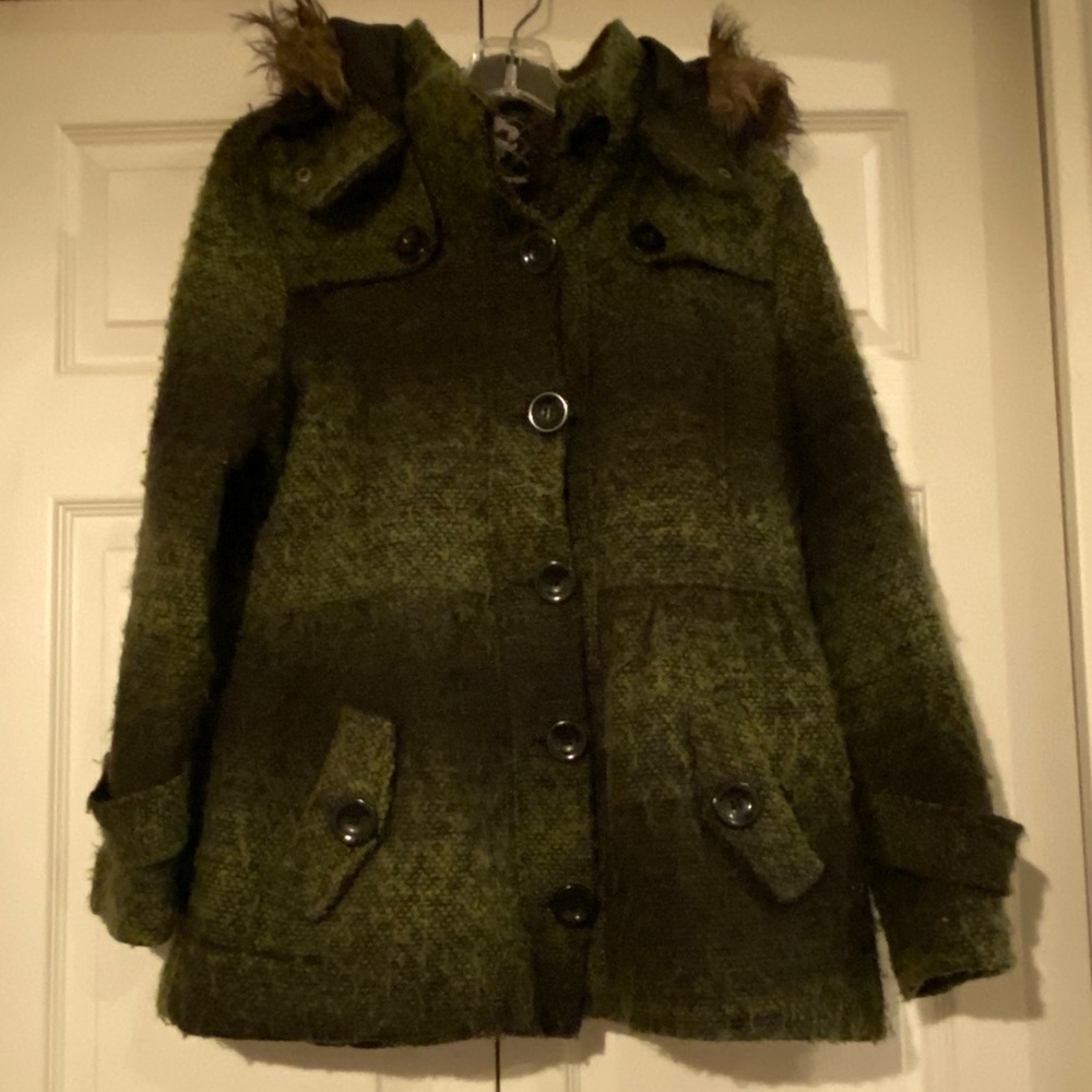 Green woven coat